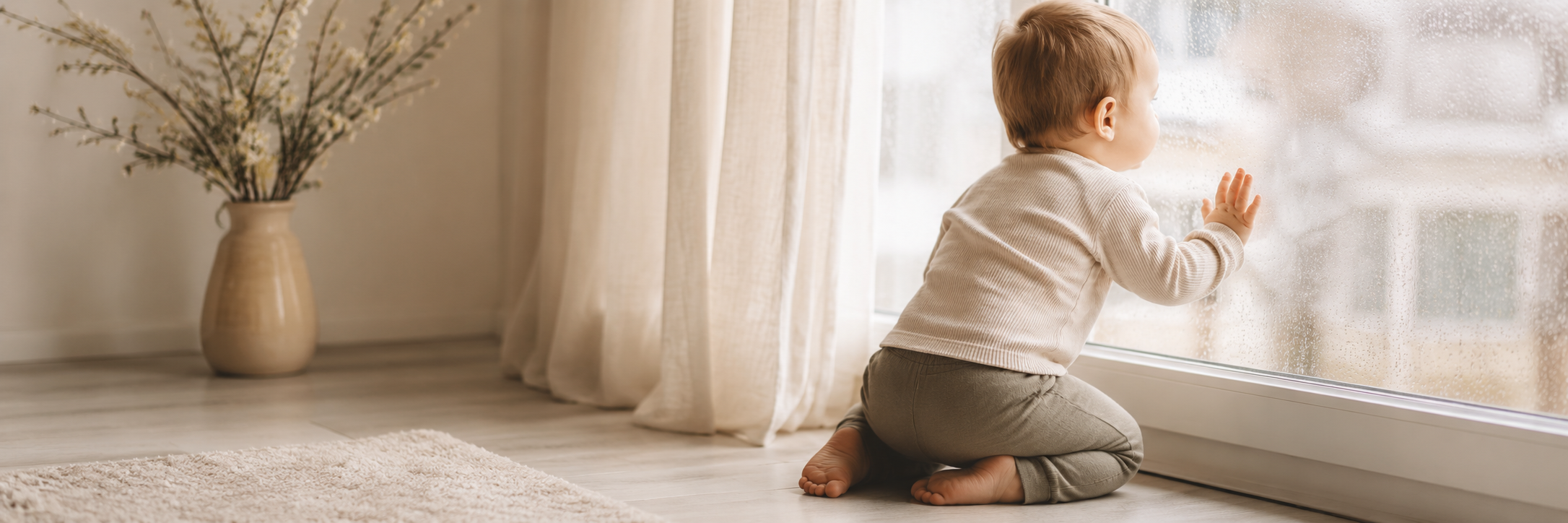 Child looking out window