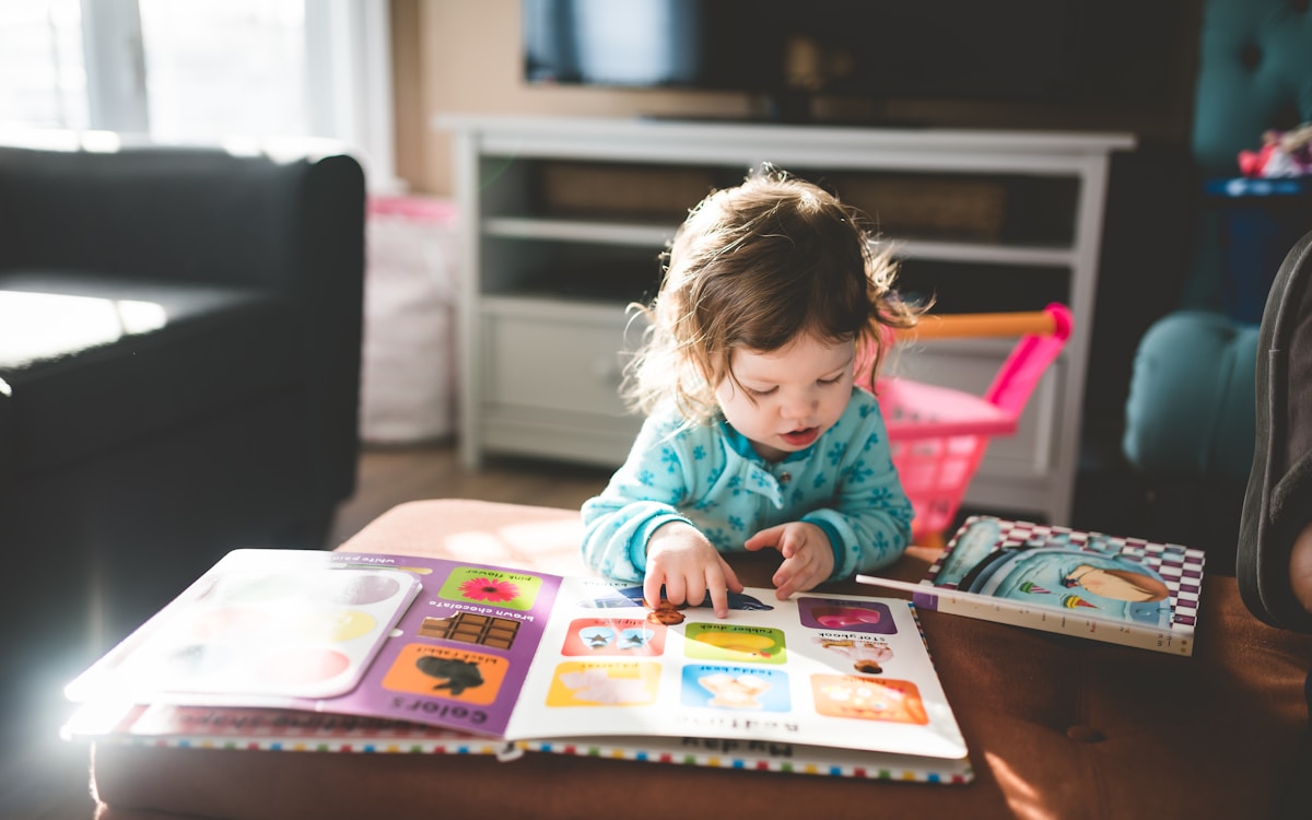 Family reading together in a calm home environment